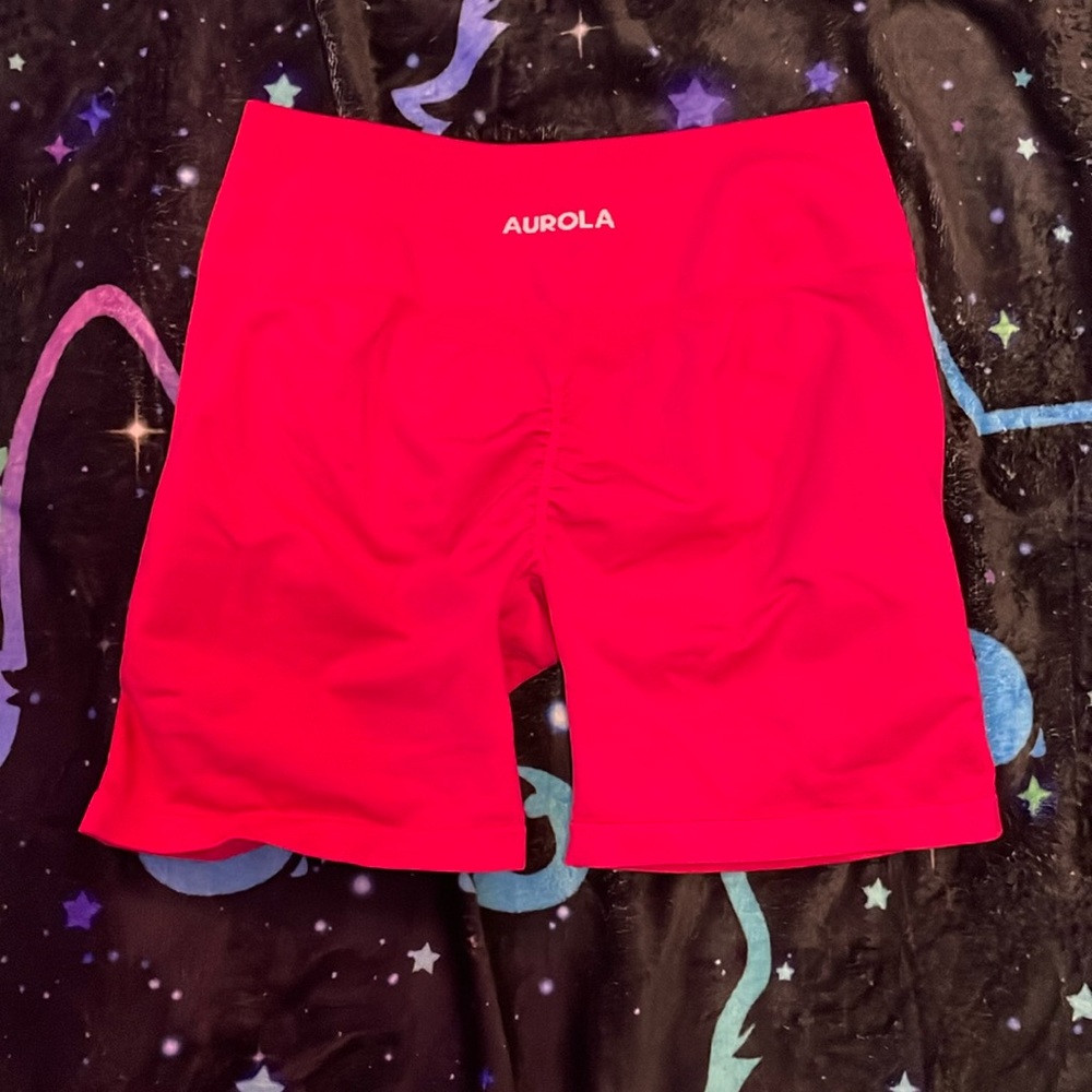 AUROLA SIZE LARGE HOT PINK workout gym shorts booty scrunch lifting sculpting